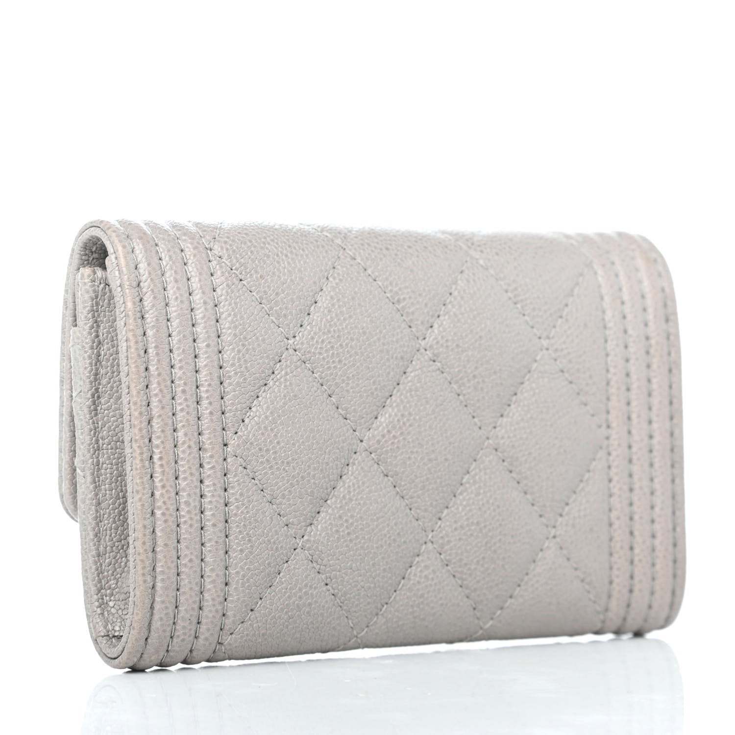 Chanel Caviar Quilted Boy Flap Card Holder Grey 2 of 4