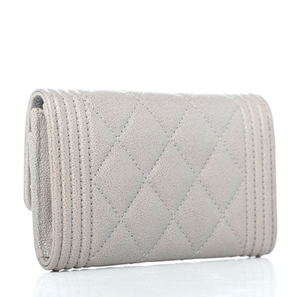 Chanel Caviar Quilted Boy Flap Card Holder Grey 2 of 4