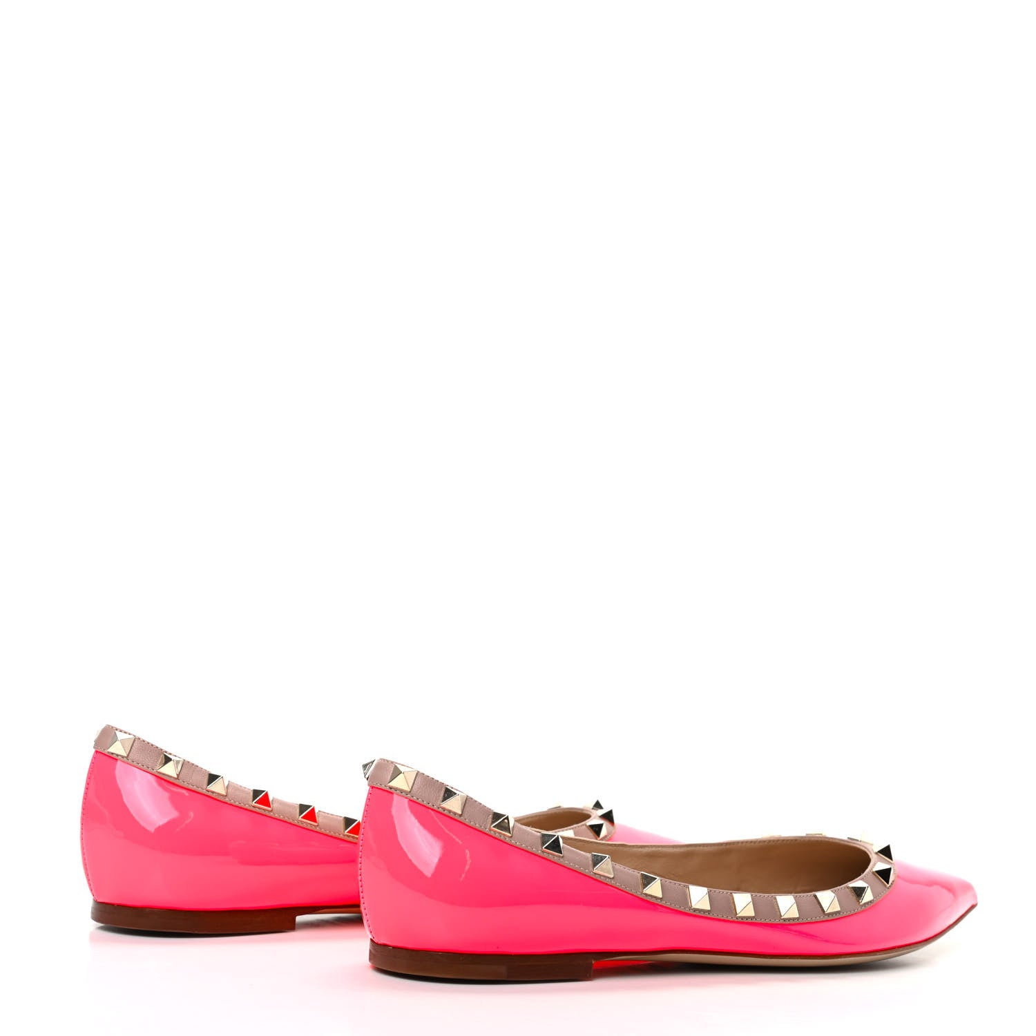 Valentino Garavani Patent Nappa Rockstud Ballerina Flats 39.5 Fuxia Fluo Poudre 4 of 8