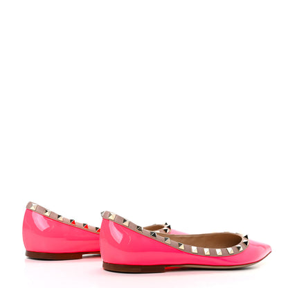 Valentino Garavani Patent Nappa Rockstud Ballerina Flats 39.5 Fuxia Fluo Poudre 4 of 8