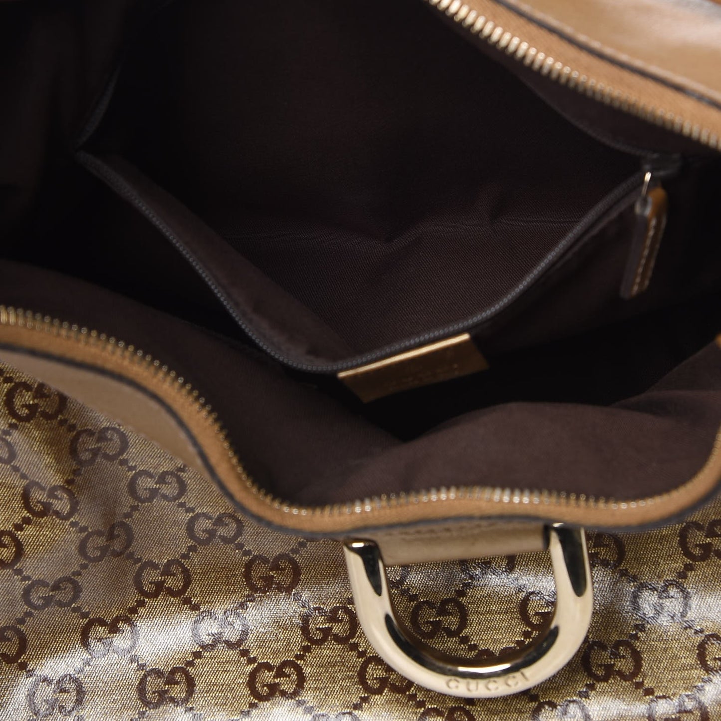 Crystal Monogram Large D Gold Hobo Gold