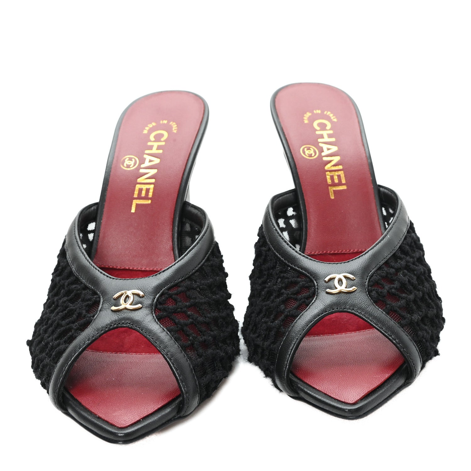 Chanel Mesh Cotton Lambskin CC Mules 37 Black 3 of 9