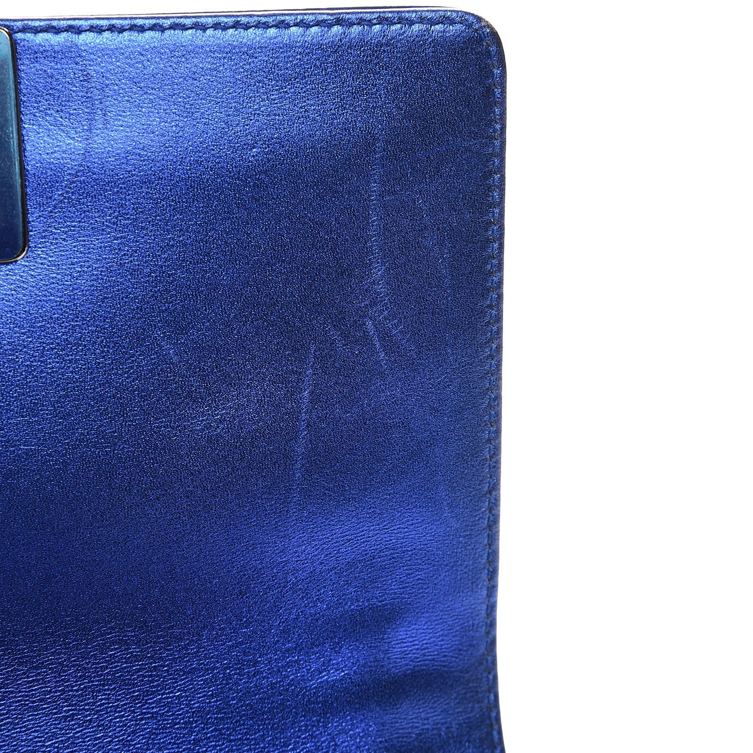 Chanel Metallic Patent Calfskin Quilted Small Boy Flap Blue 8 of 10