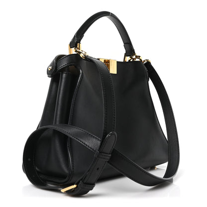 Fendi Vitello Tahiti Burro Medium Peekaboo Iconic Essentially Satchel Black Corda 3 of 9