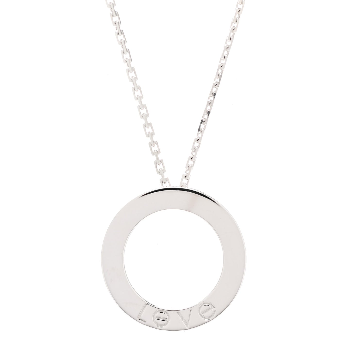 18K White Gold 3 Diamonds LOVE Pendant Necklace