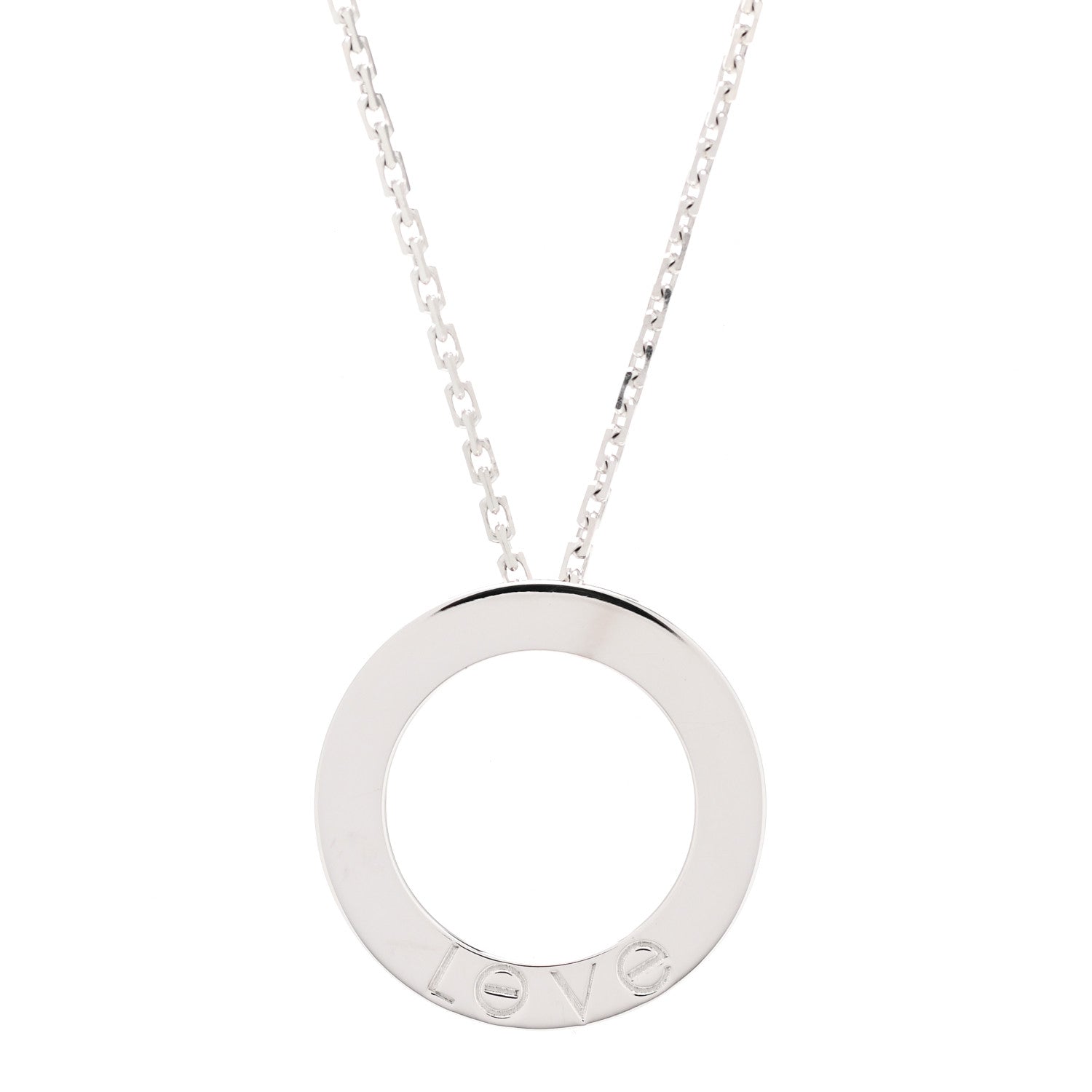 Cartier 18K White Gold 3 Diamonds LOVE Pendant Necklace 5 of 5
