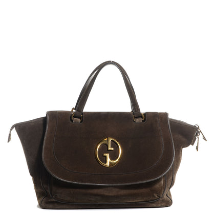 Gucci Suede Medium 1973 Top Handle Satchel Olive 1 of 7