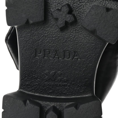 Prada Nappa Soft Metal Triangle Logo Padded Monolith 55mm Slingback Sandals 39 Black 7 of 9