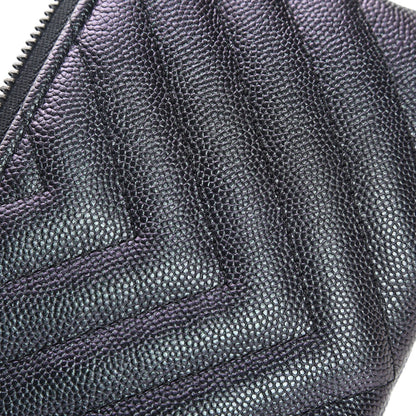 Chanel Metallic Caviar Chevron Quilted Small Cosmetic Case Black 7 of 9