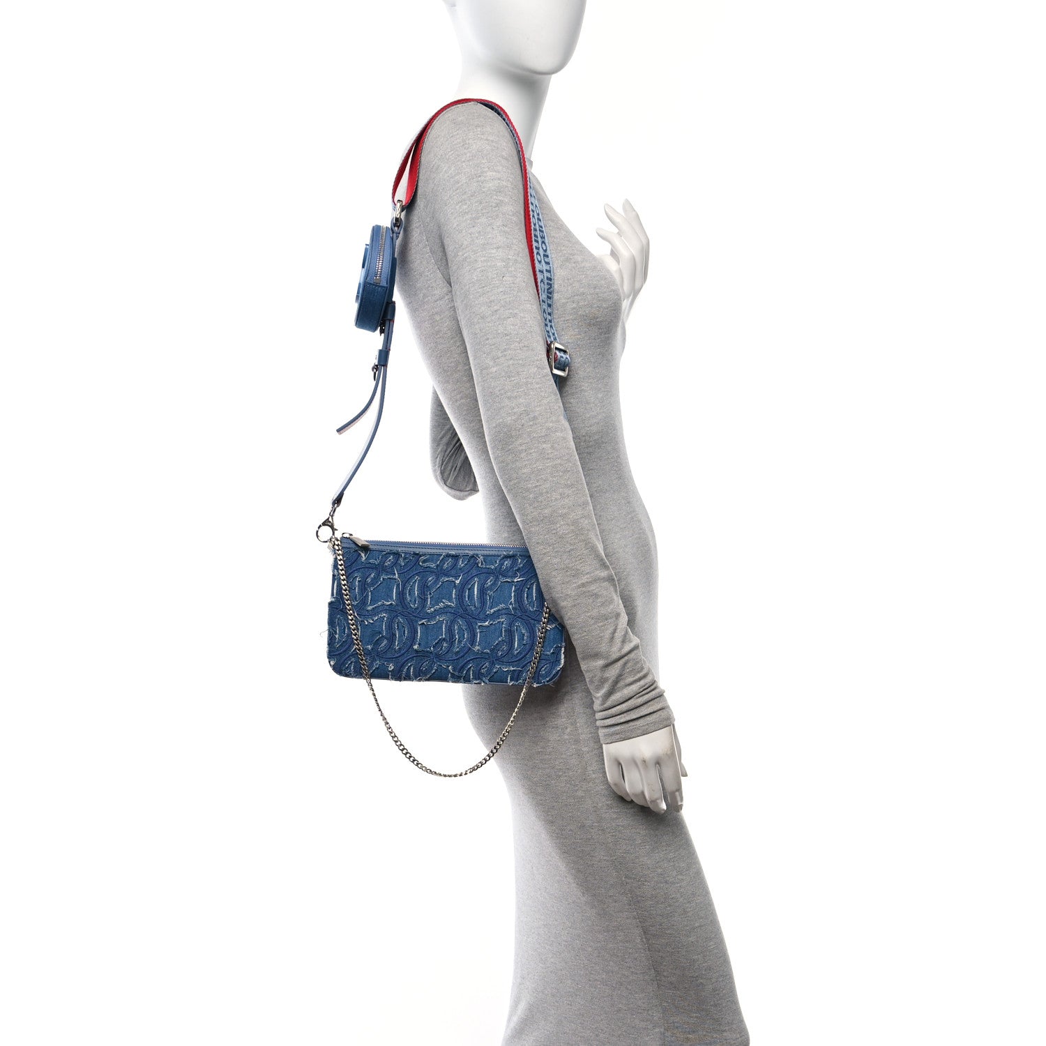 Christian Louboutin Denim Loubila Chain Hybrid Crossbody Blue 2 of 10