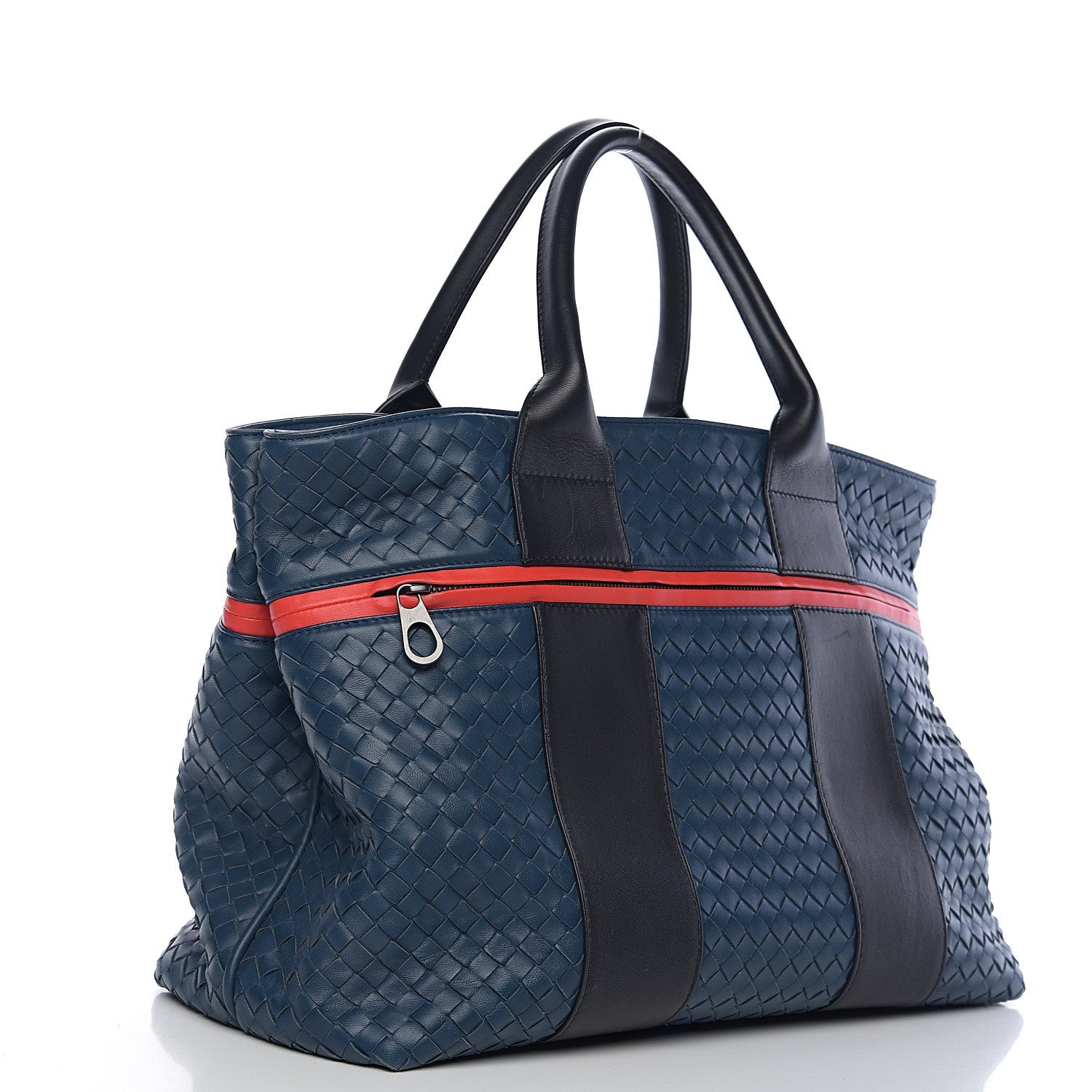 Bottega Veneta Nappa Intrecciato Stripe Tote Denim 2 of 8