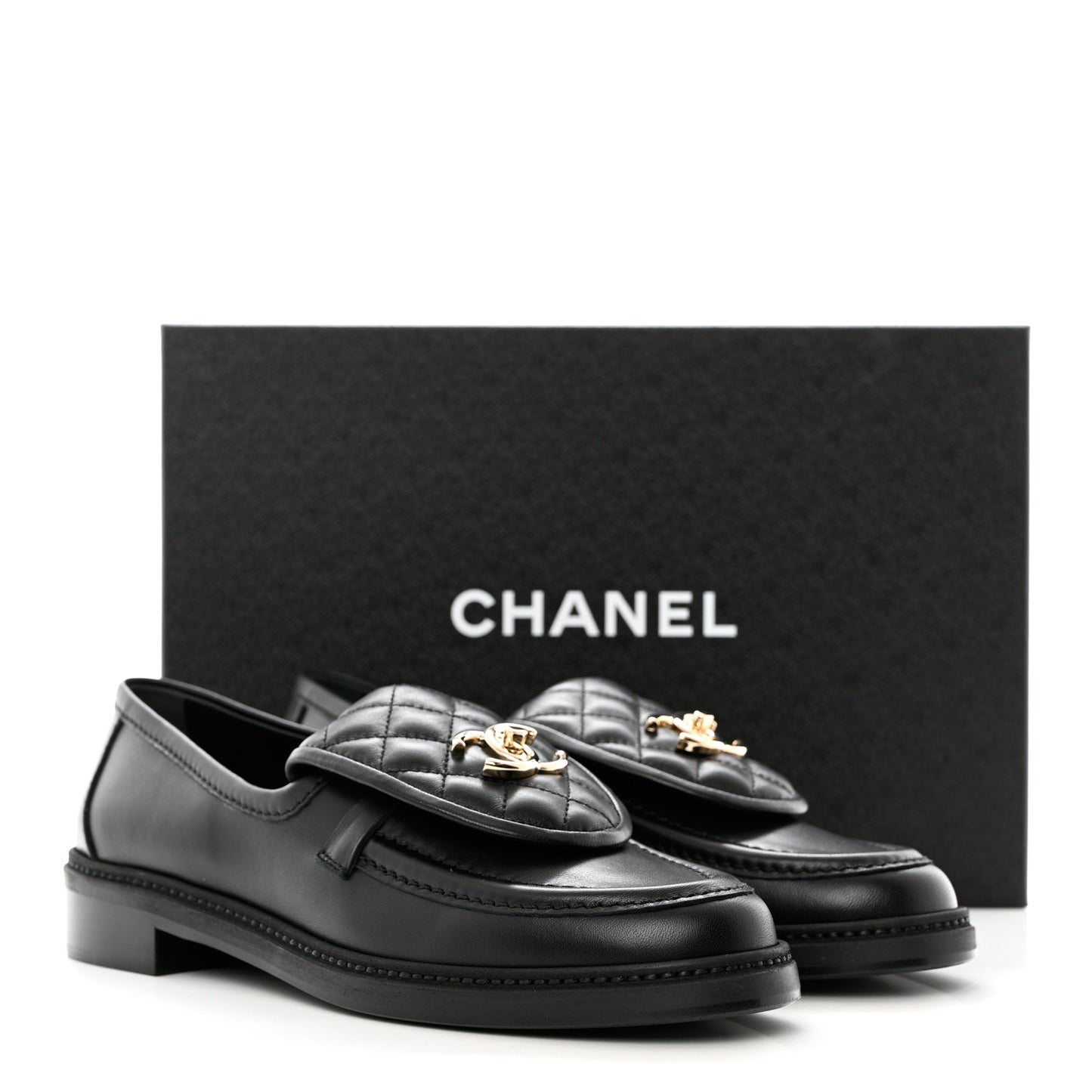 Lambskin Quilted CC Turnlock Loafers 39.5 Black