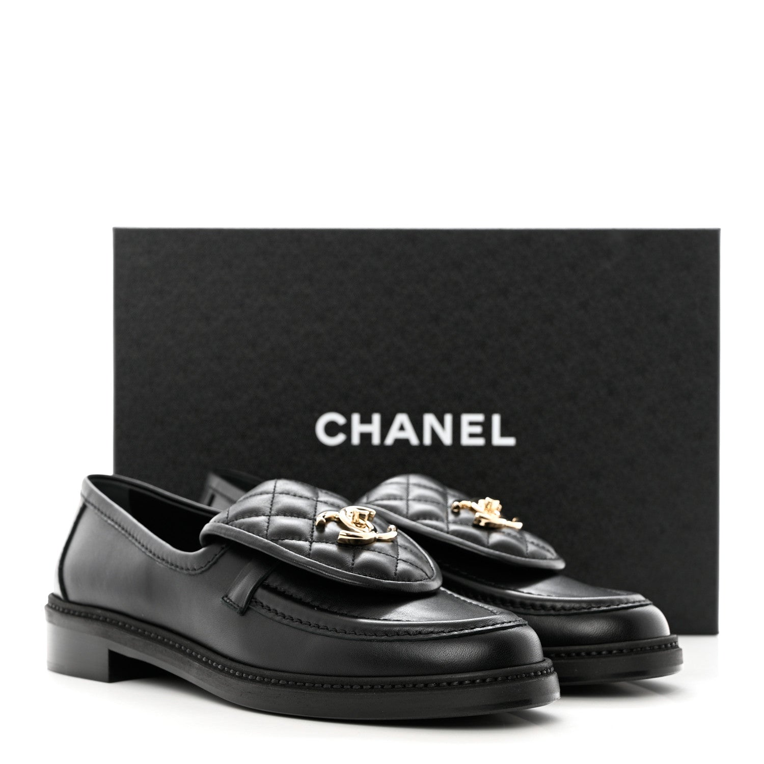 Chanel Lambskin Quilted CC Turnlock Loafers 39.5 Black 9 of 9