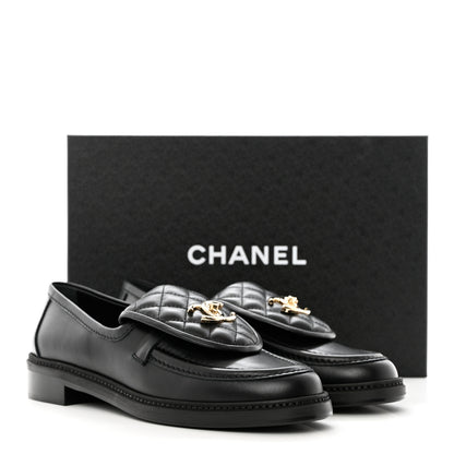Chanel Lambskin Quilted CC Turnlock Loafers 39.5 Black 9 of 9