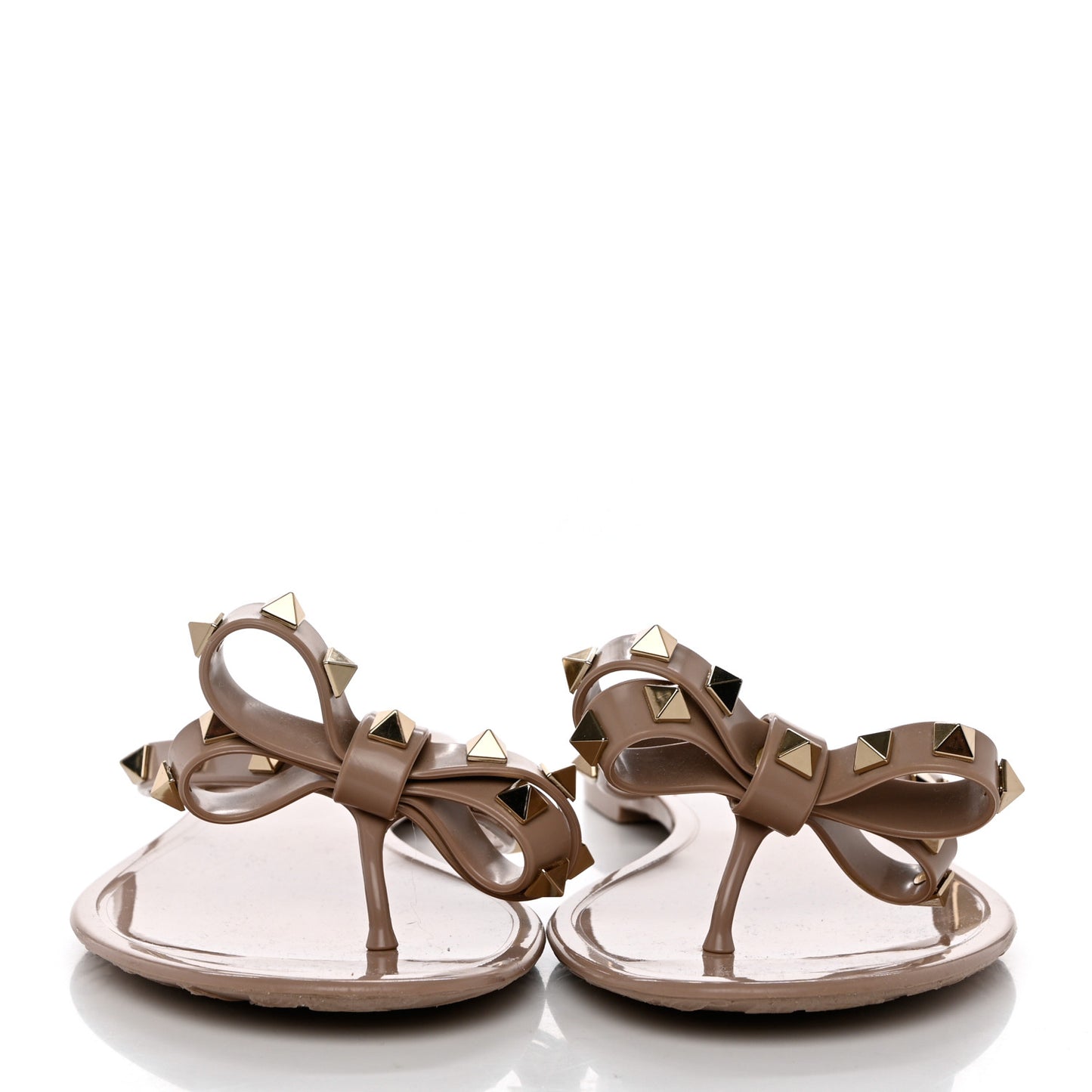 PVC Jelly Rockstud Bow Thong Sandals 38 Poudre