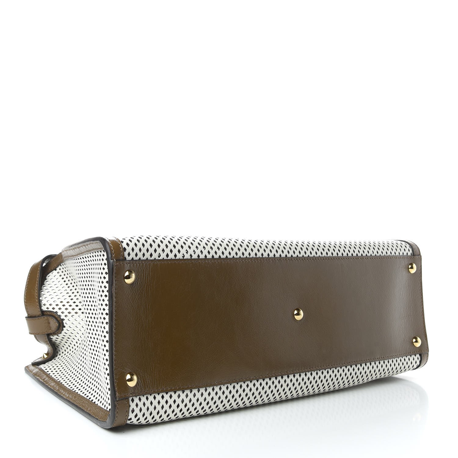 Fendi Vitello Liberty Glossy Lambskin Perforated Large Peekaboo X-Lite White Ice Rust Maya 4 of 8