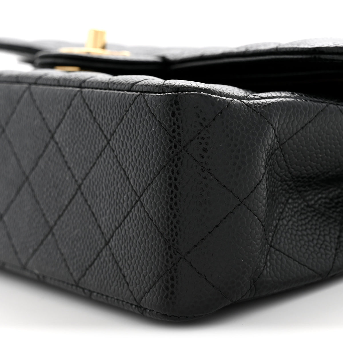 Caviar Quilted Medium Double Flap Black
