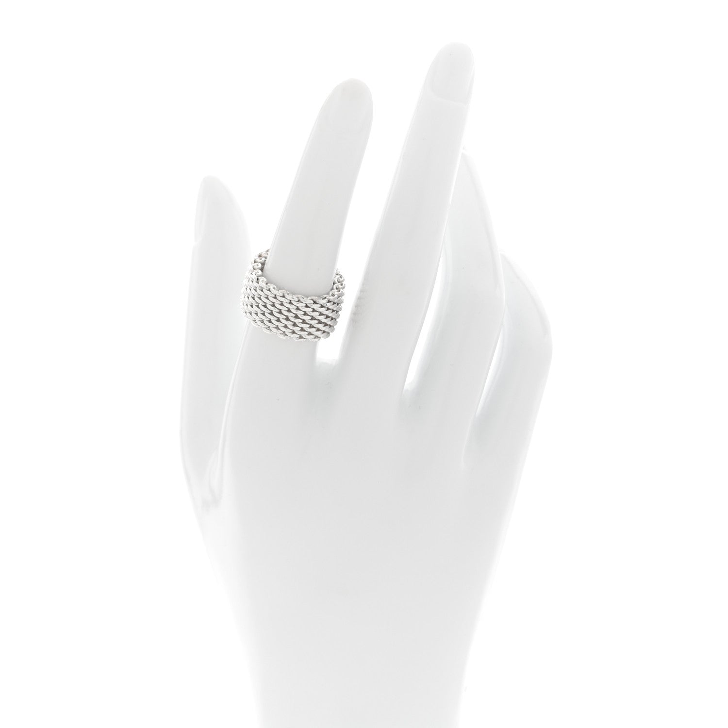 Tiffany Sterling Silver Somerset Mesh Ring 53 6.5 2 of 5