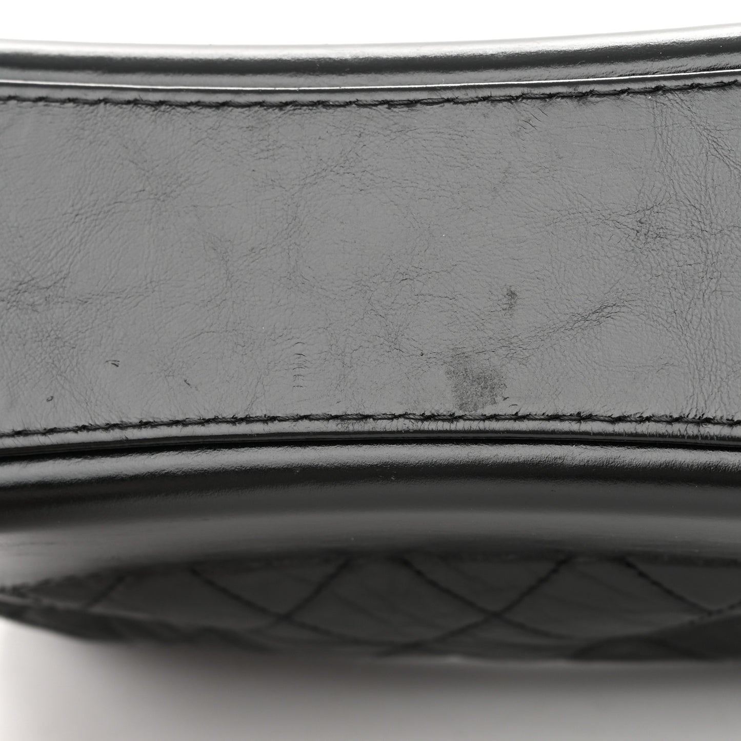 Aged Smooth Calfskin Quilted Medium Gabrielle Logo Hobo Black