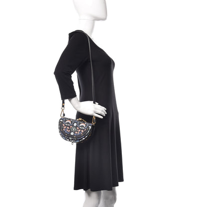 Chloe Calfskin Floral Print Small Nile Bracelet Minaudiere Bag Full Blue 2 of 12