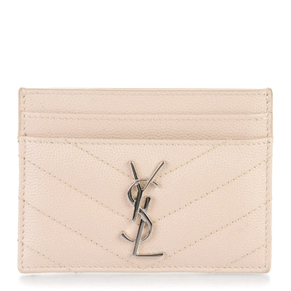 Saint Laurent Grain De Poudre Matelasse Chevron Monogram Credit Card Case Rose Poudre 1 of 6