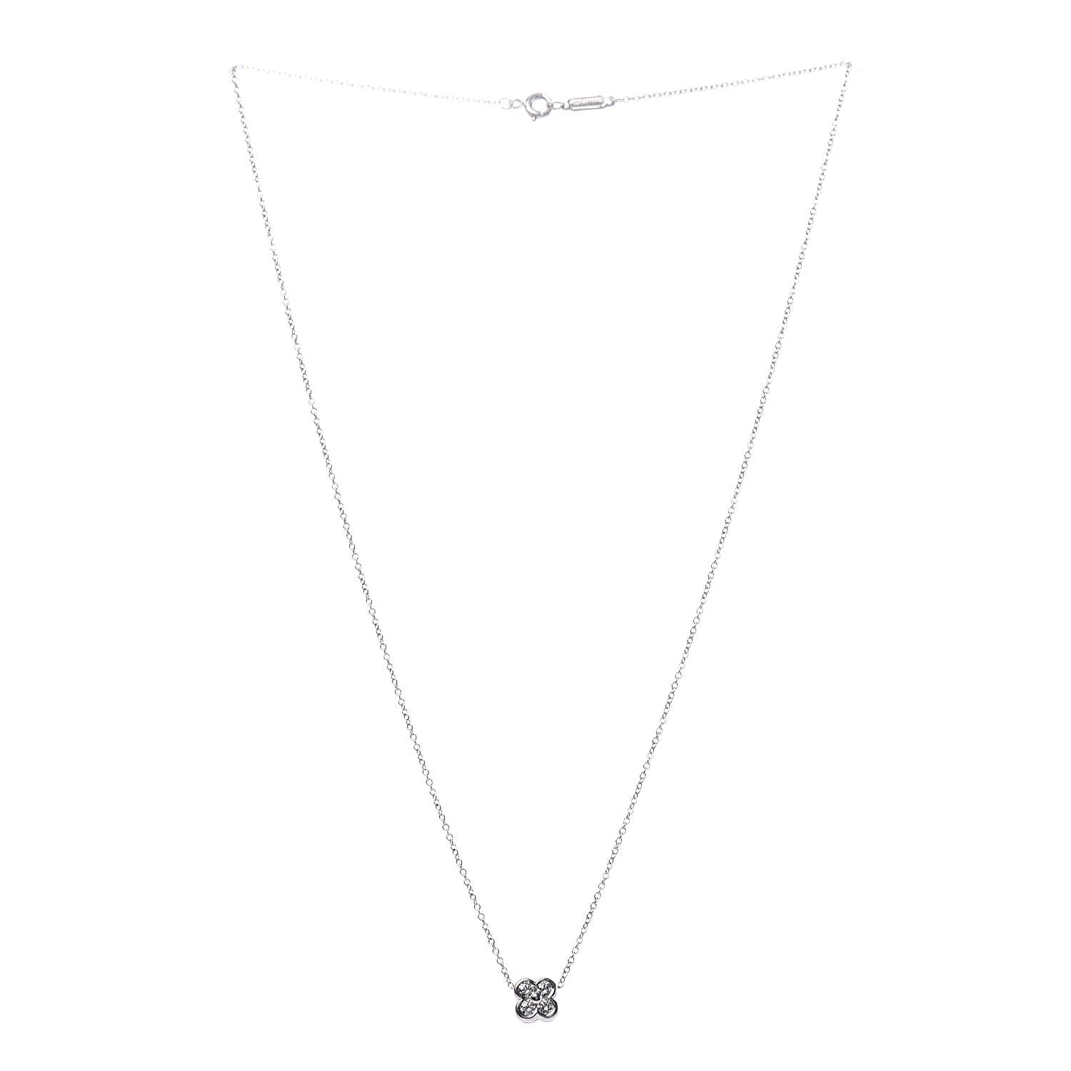 Tiffany Platinum Diamond Lace Pendant Necklace 3 of 6