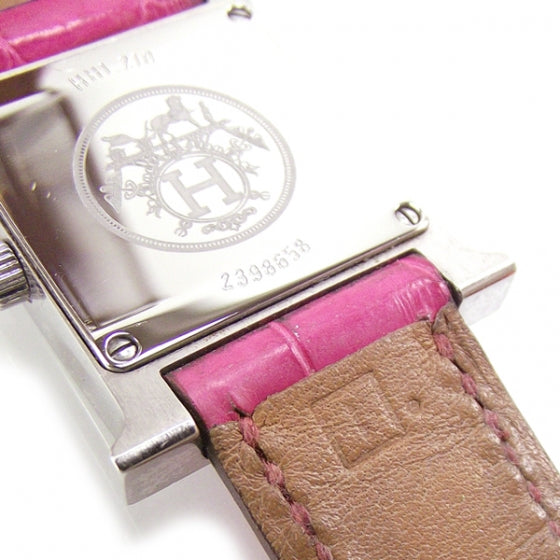 Stainless Steel Alligator Diamond Bezel Mother of Pearl 21mm Heure H Hour Quartz Watch Framboise
