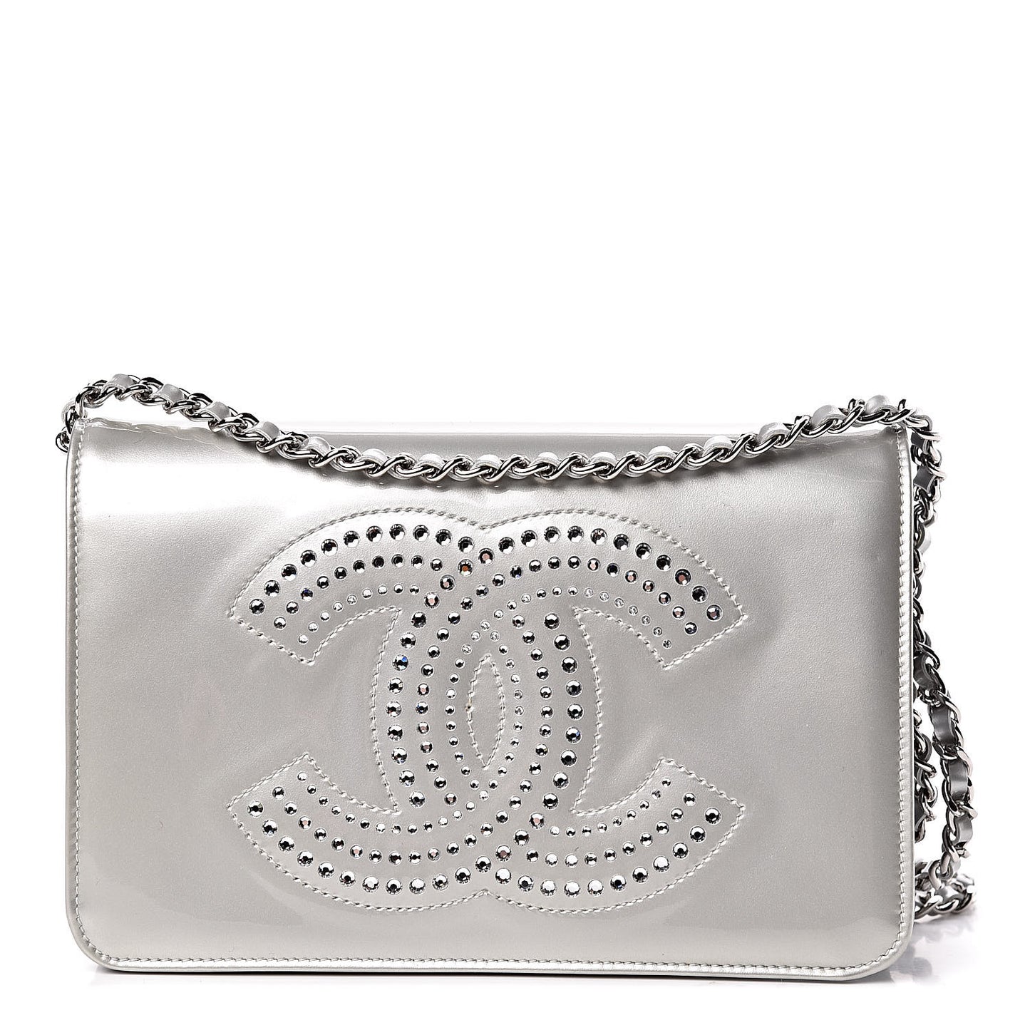 Patent Strass Wallet On Chain WOC Silver