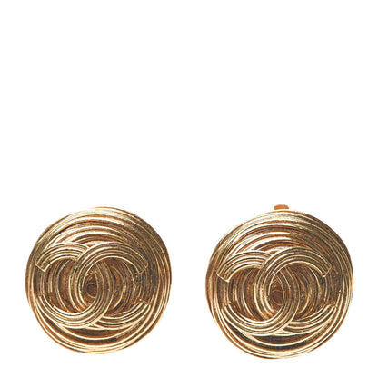 Chanel CC Button Clip On Earrings Gold 1 of 5