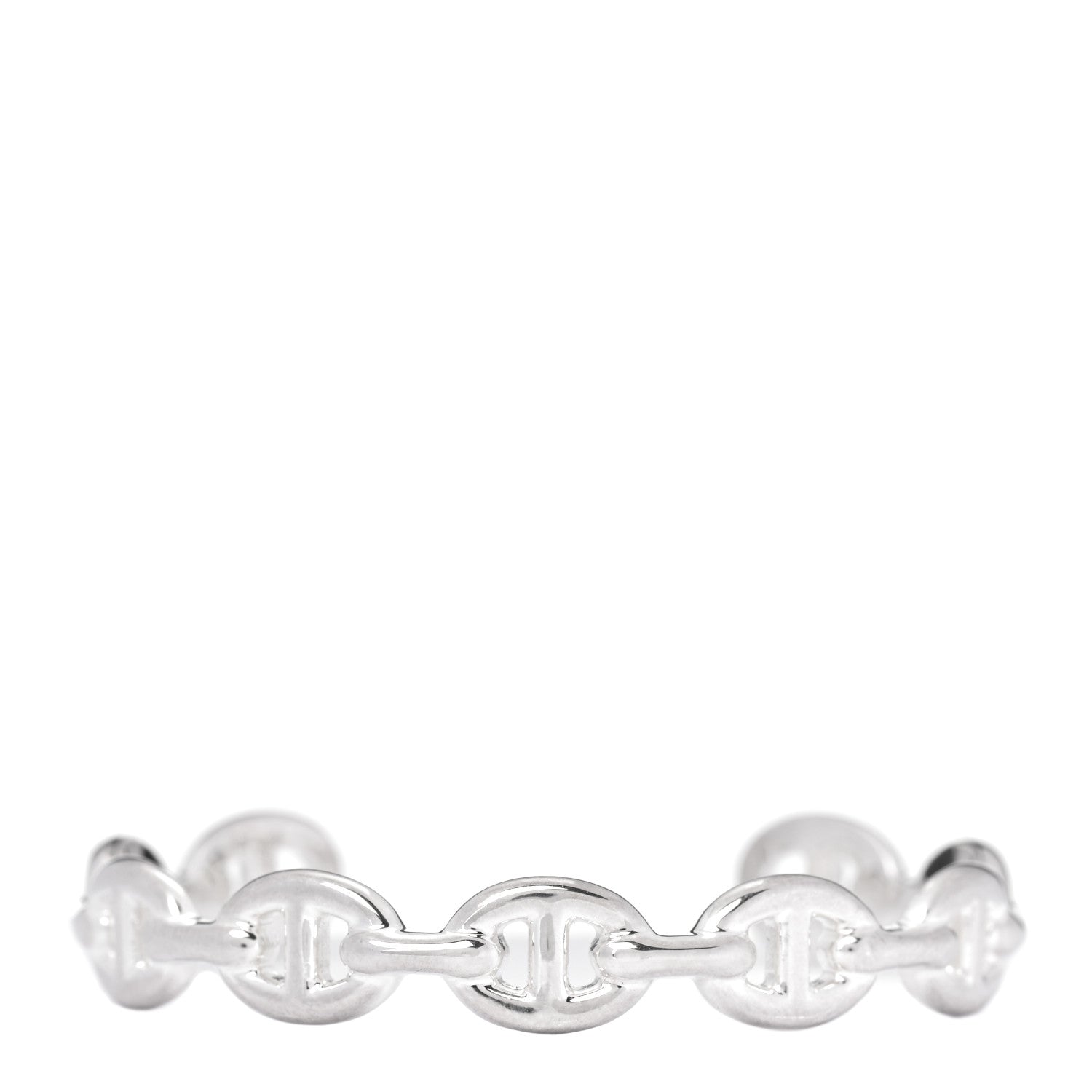 Hermes Sterling Silver MM Chaine d'Ancre Enchainee Cuff Bracelet SH 1 of 5