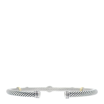 David Yurman Sterling Silver 18K Yellow Gold Blue Topaz Turquoise 4mm Renaissance Bracelet 2 of 3