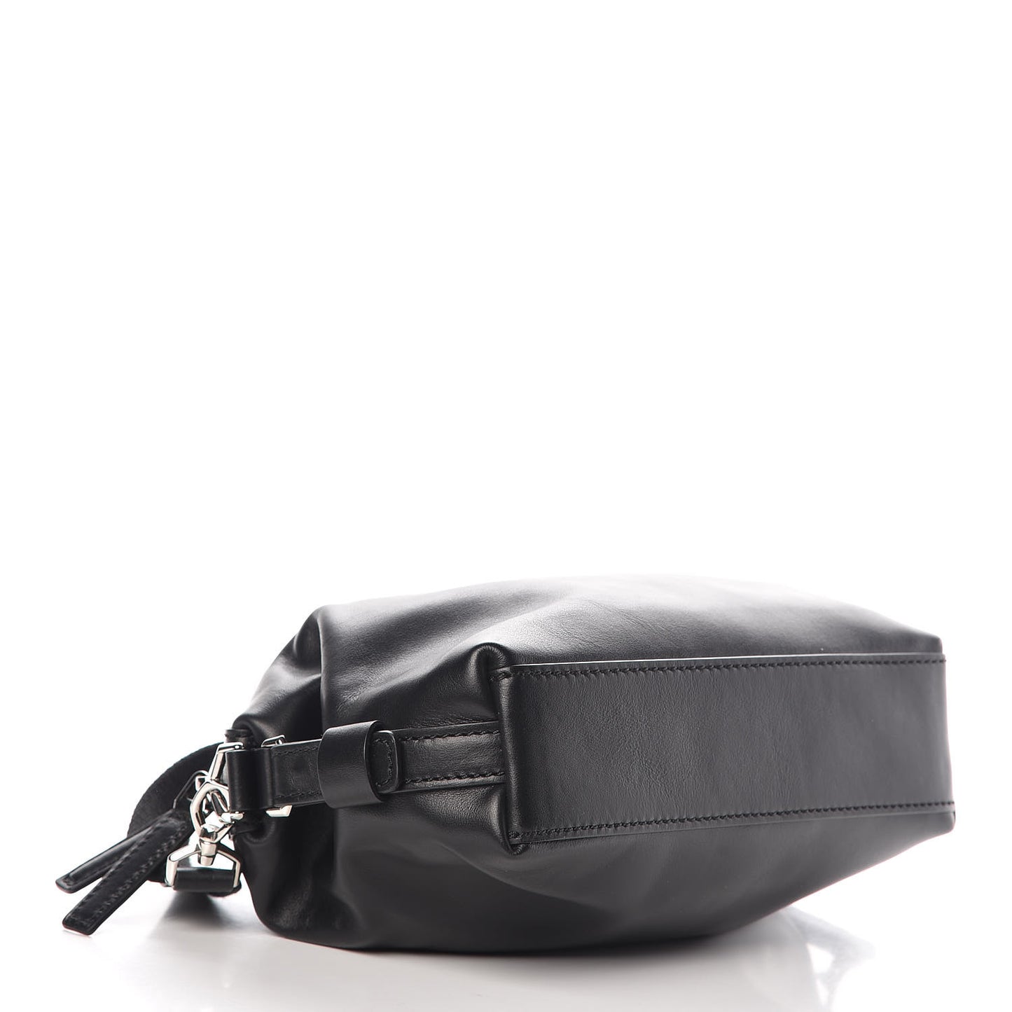 Waxed Calfskin Micro Nightingale Logo Strap Black