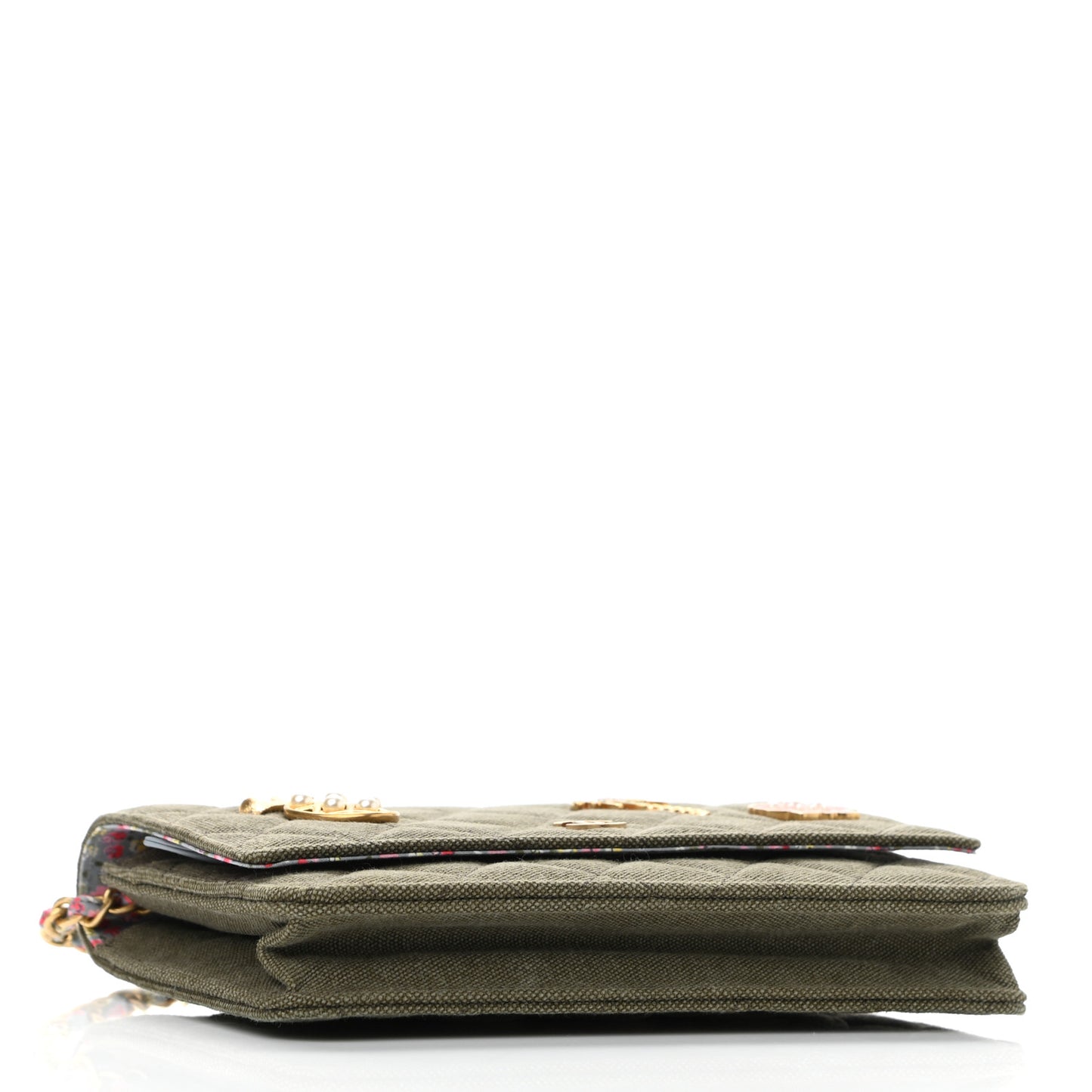 Canvas Quilted Coco Cuba Charms Wallet On Chain WOC Khaki