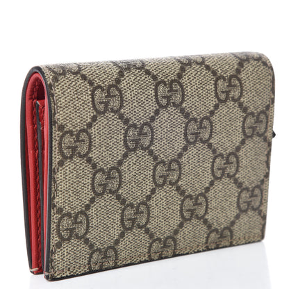 Gucci GG Supreme Monogram Cherry Embellished Card Case Wallet Hibiscus Red 3 of 8