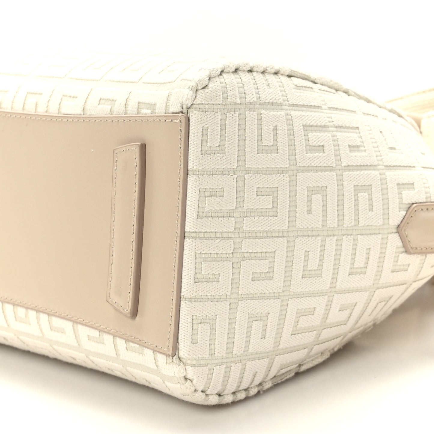 Canvas Jacquard Embroidered Calfskin 4G Mini Antigona Natural Beige