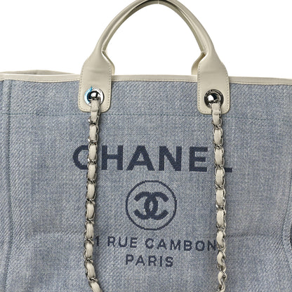 Chanel Woven Straw Raffia Medium Deauville Tote Light Blue 8 of 10