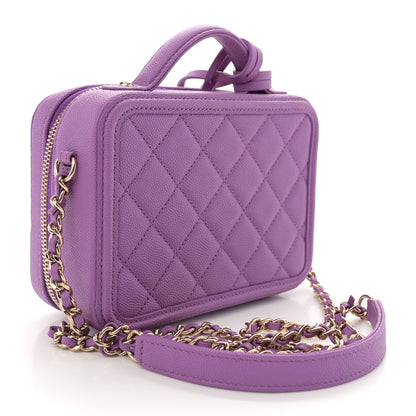 Chanel Caviar Quilted Small CC Filigree Vanity Case Purple 2 of 10