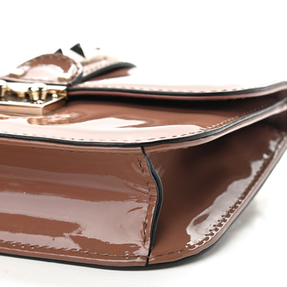Valentino Garavani Patent Small Glam Lock Rockstud Flap Dahlia Rose 8 of 9