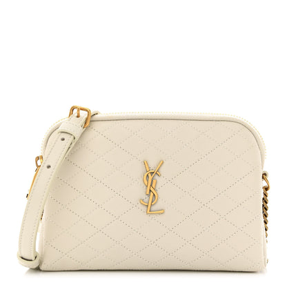 Saint Laurent Lambskin Quilted Gaby Zipped Pouch Crema Soft 1 of 12