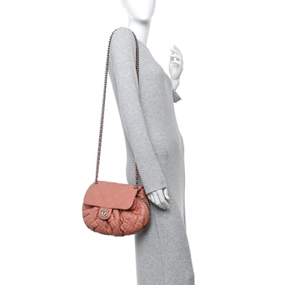 Chanel Washed Lambskin Quilted Medium Chain Around Messenger Salmon 2 of 12