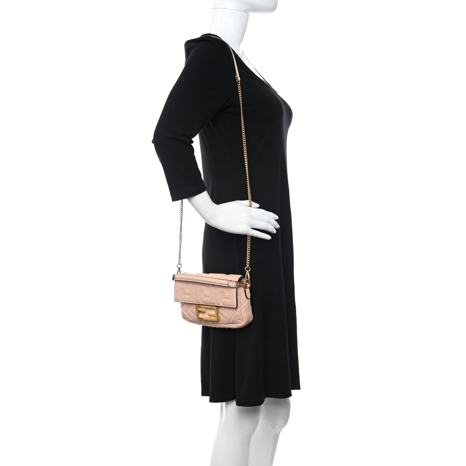 Fendi Nappa FF 1974 Embossed Mini Baguette Light Rose 2 of 10