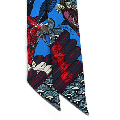 Hermes Silk Tree Of Song Twilly Cobalt Rouge 2 of 4