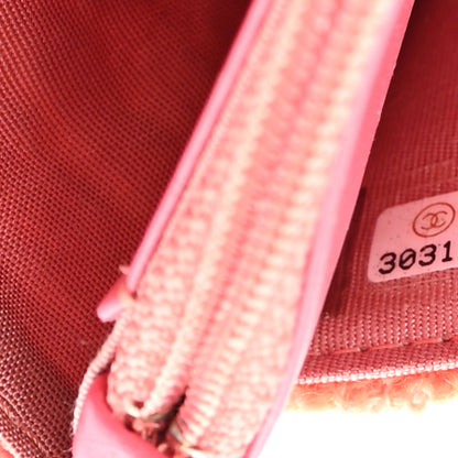 Chanel Wool Tweed Lambskin Quilted Chanel 19 Wallet On Chain WOC Coral Pink 8 of 11