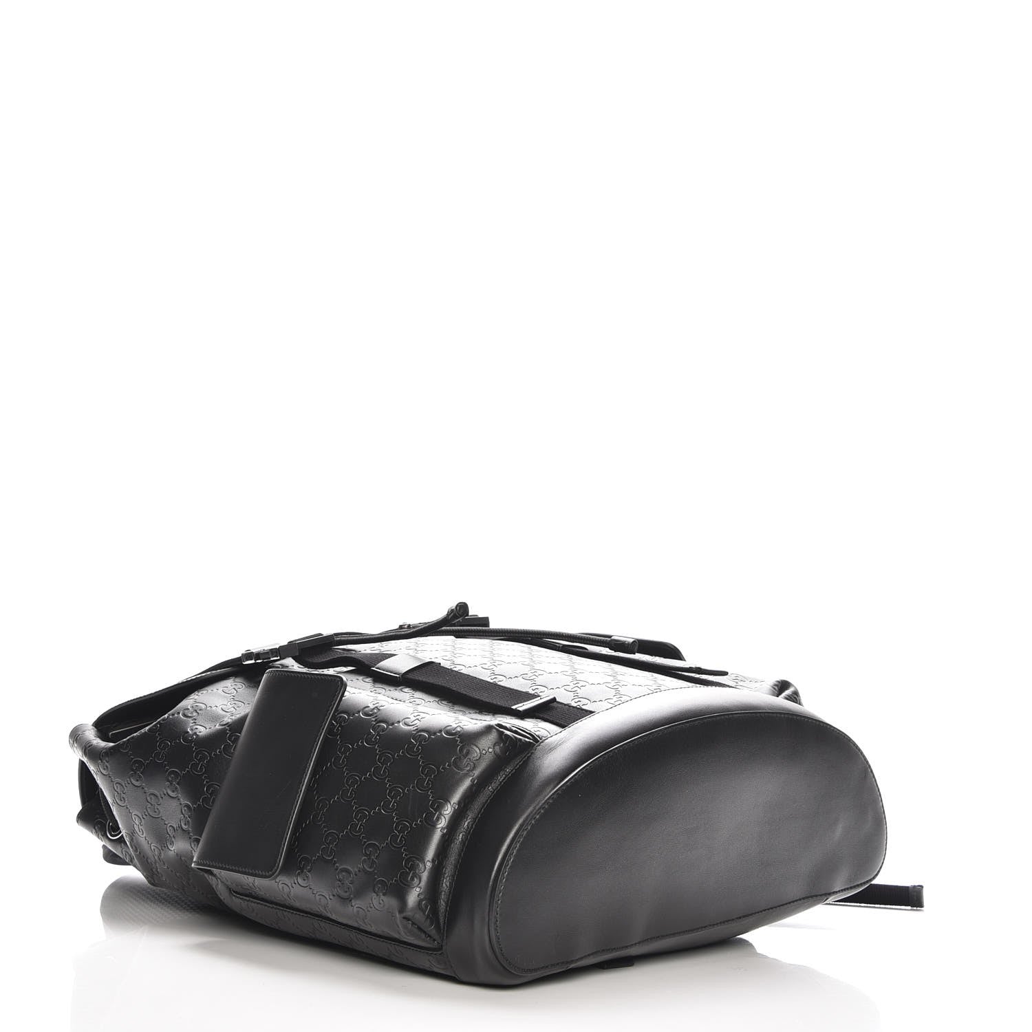 Gucci Guccissima Signature Double Buckle Backpack Black 4 of 7