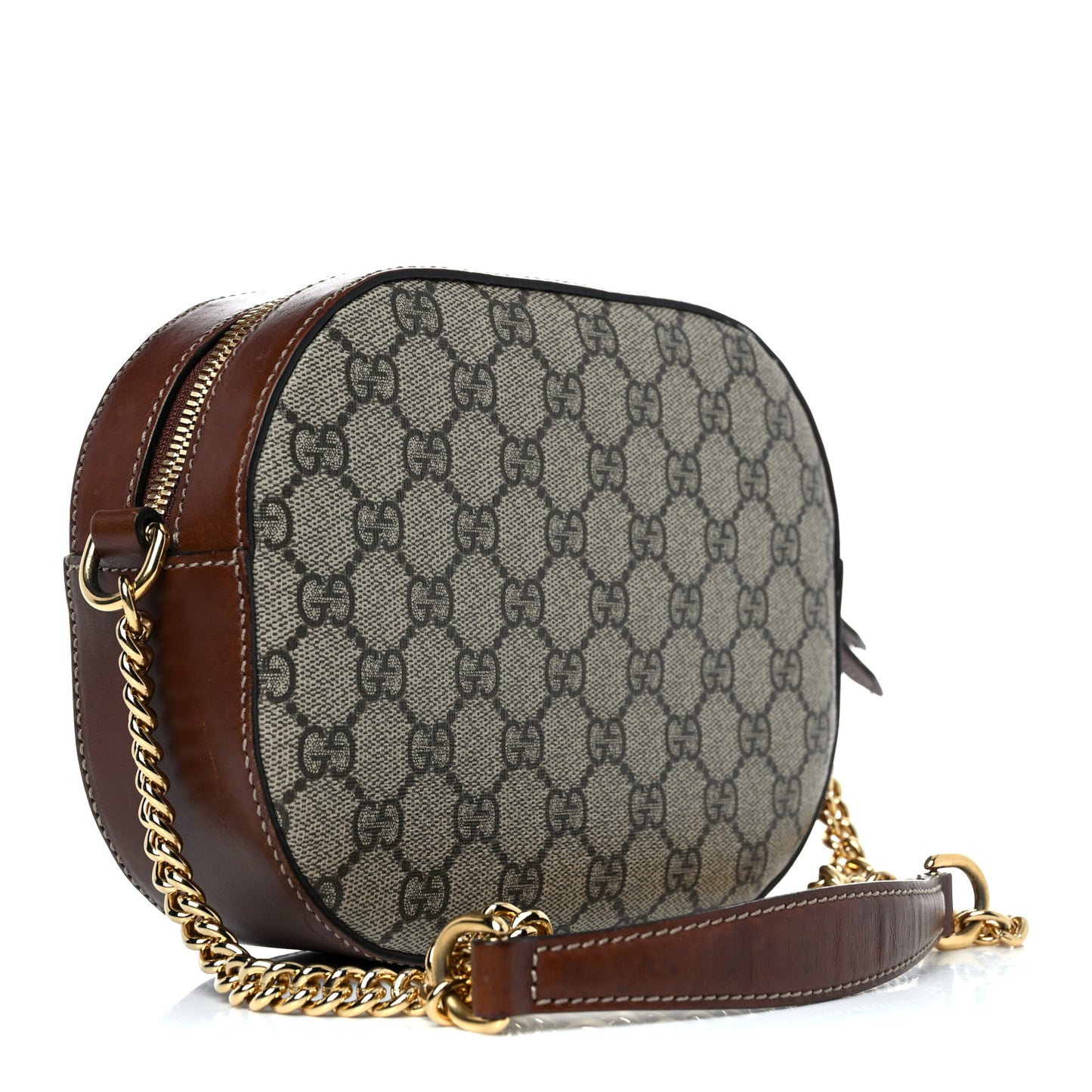 GG Supreme Monogram Cuoio Toscano Mini Chain Shoulder Bag Beige Ebony Cuir