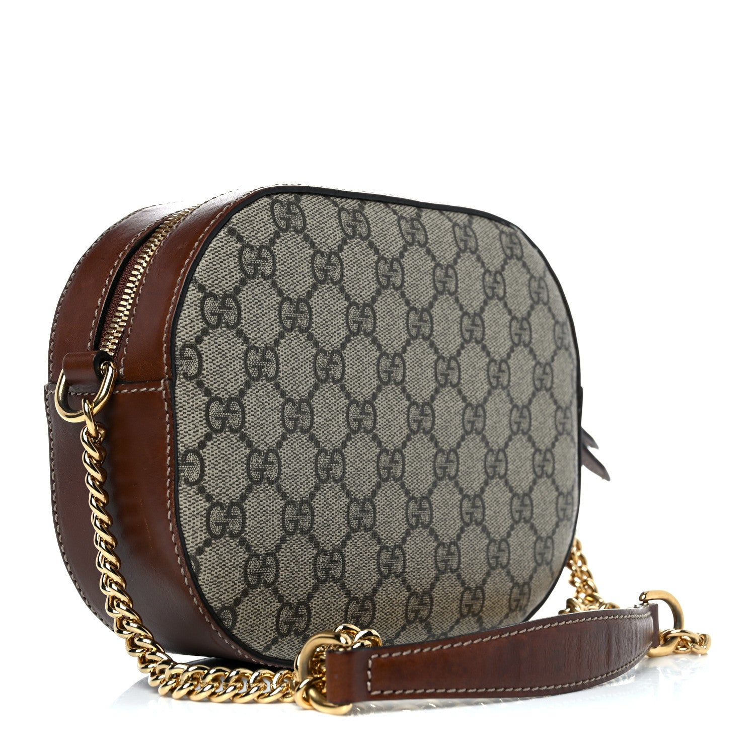 Gucci GG Supreme Monogram Cuoio Toscano Mini Chain Shoulder Bag Beige Ebony Cuir 3 of 14