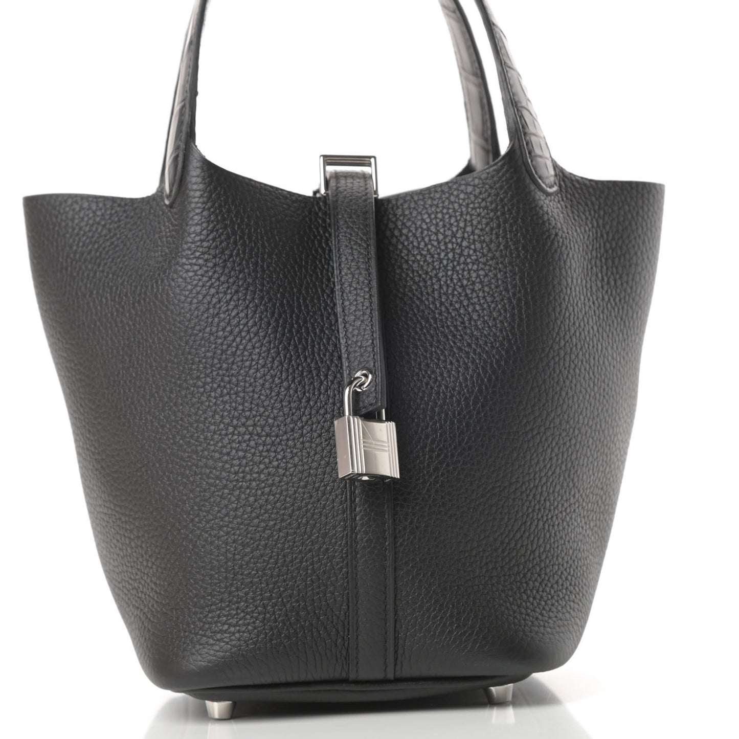 Taurillon Clemence Matte Alligator Picotin Lock Touch 18 PM Black