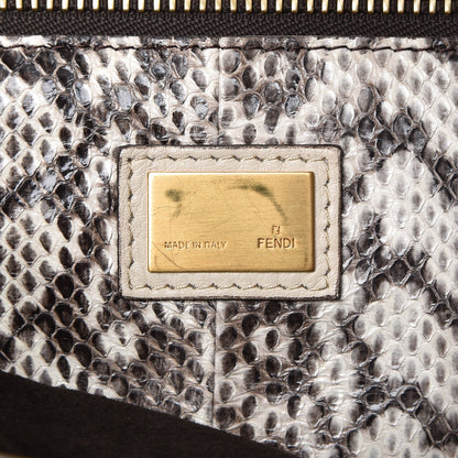 Fendi Goatskin Elaphe Large Peekaboo Iconic Satchel Latte Natural 8 of 13