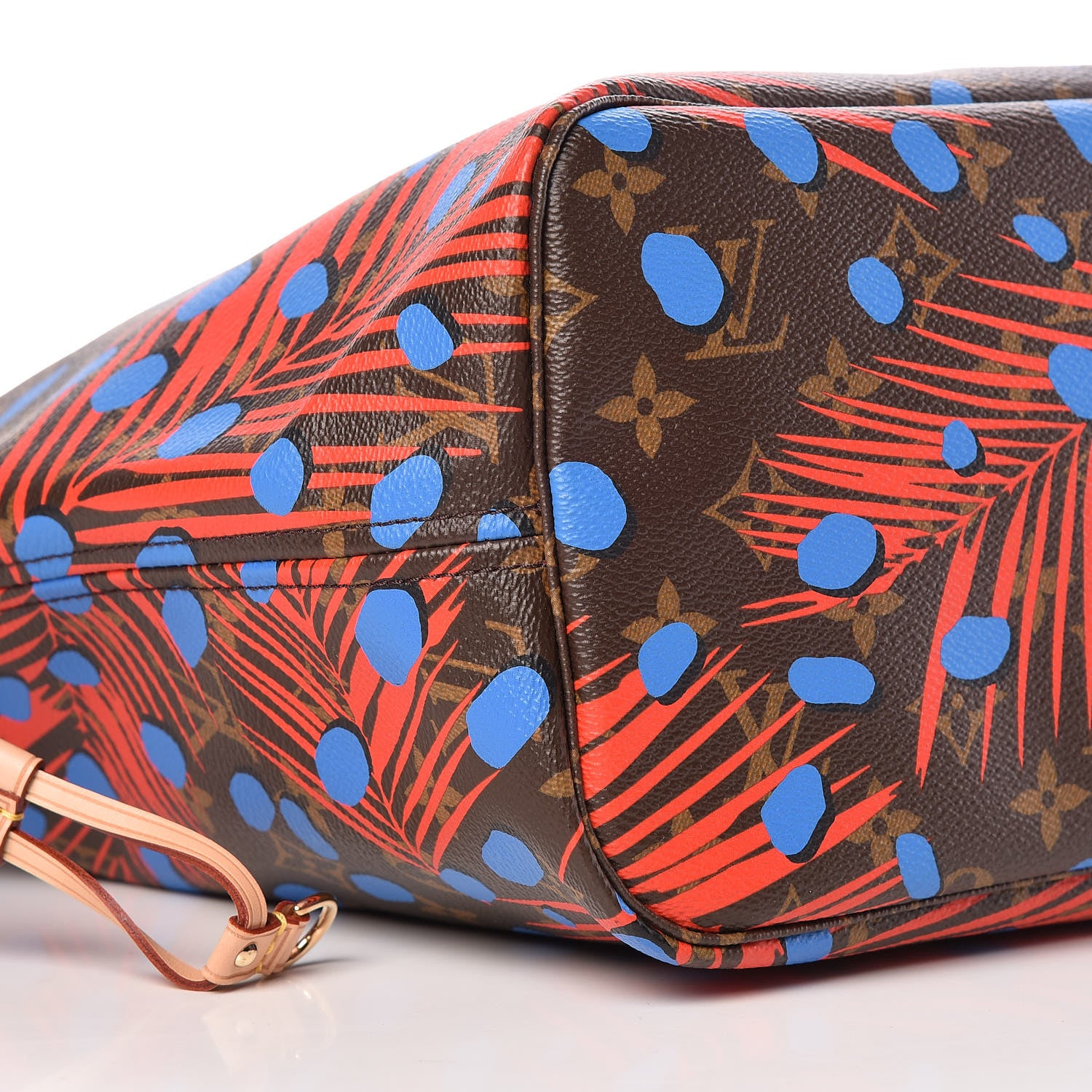 Louis Vuitton Monogram Jungle Dots Neo Neverfull MM Coquelicot Denim 8 of 9