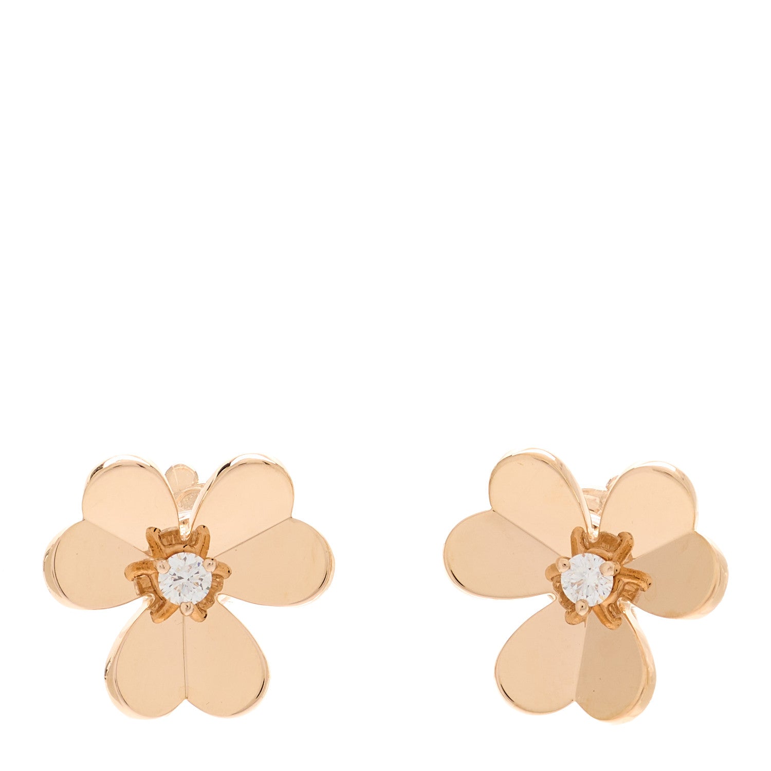 Van Cleef & Arpels 18K Rose Gold Diamond Small Frivole Earrings 1 of 5